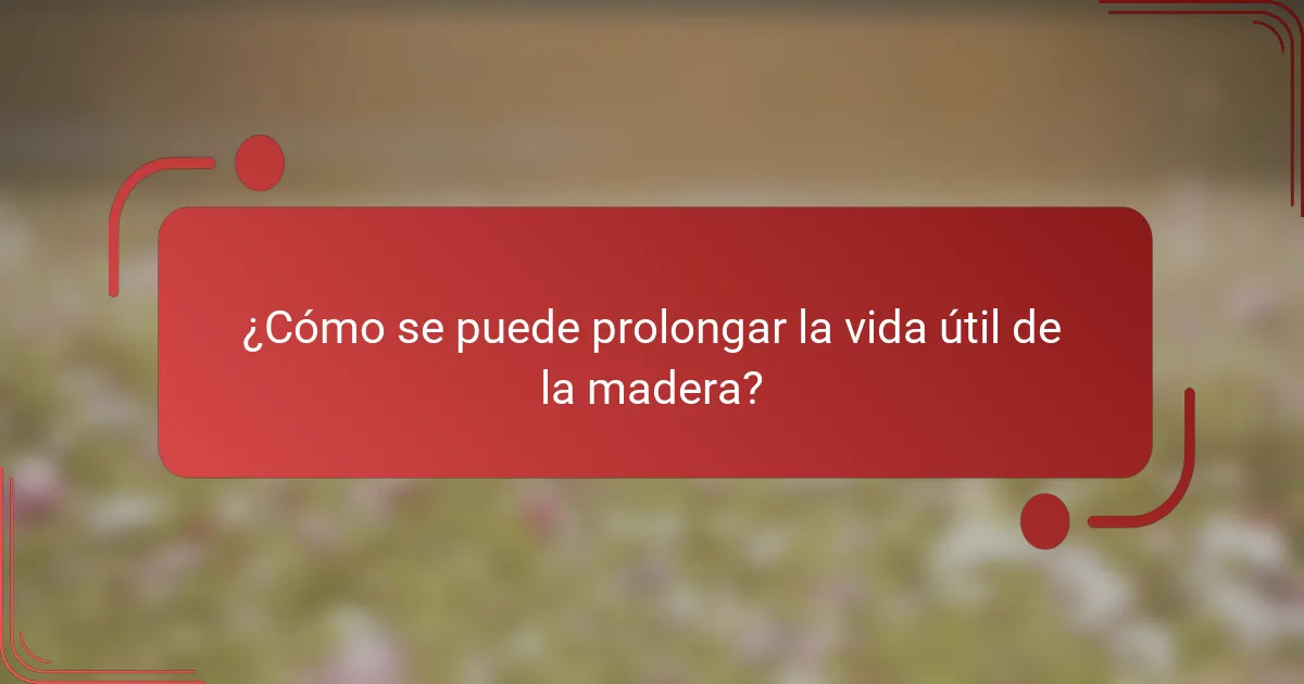 ¿Cómo se puede prolongar la vida útil de la madera?