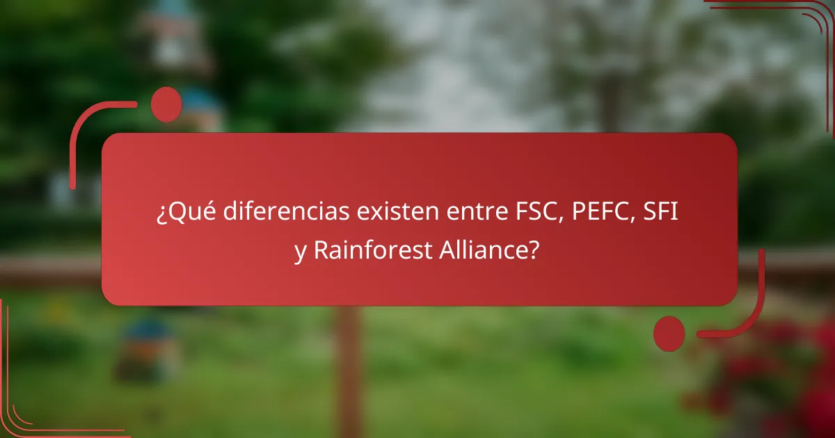 ¿Qué diferencias existen entre FSC, PEFC, SFI y Rainforest Alliance?